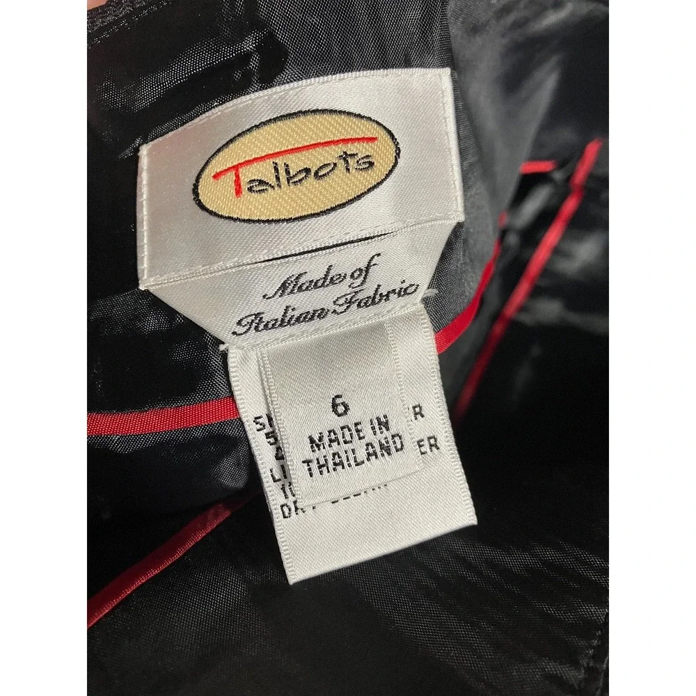 TALBOTS Side Zip Pencil Skirt BLACK/WHITE HOUNDSTOOTH Soft Italian Wool Blend 6